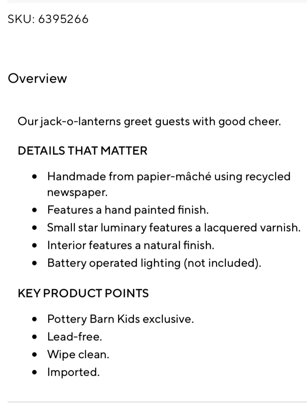 Pottery Barn Kids Orange Papier-Mâché Jack-O'-Lantern pumpkin decor retails $100